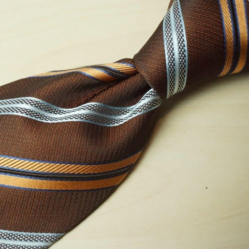 Ermenegildo Zegna RECENT Brown Orange Blue Tie